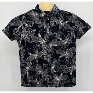 Y2K Forever 21 Hawaiian Shirt Men's Size L 100% Cotton Black & White Floral